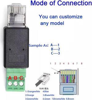 FOR RJ45 To RS485 Terminal 8P8C Green terminal Simple RJ45 to 3PIN Transfer DIY Converter Plug Connector