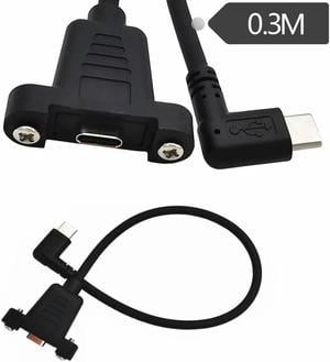 FOR type-c USB 90 ° Male to Female Extension Panel Mount Type Cable Cord,1Feet Black (Micro USB M/F) 0