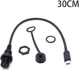 FOR 30cm Right USB Type C 2.0 Car Mount Dash Flush Waterproof Extension Cable for Car, Boat, Motorcycle, Truck Dashboard