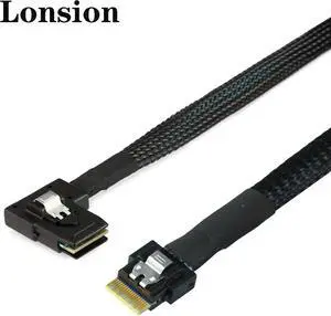 FOR High-speed SlimSAS 4.0 SFF-8654 4i to SAS SFF-8087 Left Angle Adapter Cable for High-Performance Servers