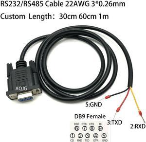 FOR 1PCS DB9 to 3pin 2 3 5 Cable 3pin RS232 RS485 Converter 30cm 60cm 1m customize DB9 Female Plug Wire 22AWG 9Pin