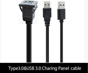 FOR TypeC 3.0 To USB 3.0 Cable USB3.0 Charging Snap-on panel Embedded Extension cable For Car Boat 1m