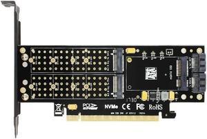 FOR SK16 M.2 NVMe SSD NGFF TO PCI-E3.0 X16 adapter M Key B Key mSATA interface card PCI Express 3.0 3 in 1 dual 12v+3.3v