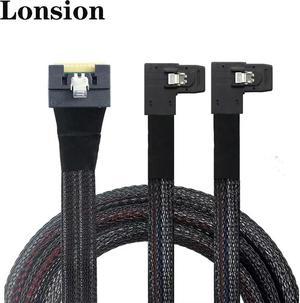 FOR High Performance PCIE Slimline SAS SFF-8654 8i to 2x SAS SFF-8087 Right Angle Cable Bundle with Antikink/Plug Protection