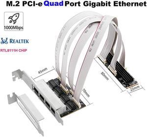 FOR M.2 PCI-e 4 Port Port Gigabit Ethernet M key B key 1000Mbps 1G Nic RT8111H Chipset NAS For Gaming