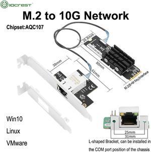 FOR M.2 to Single Port 10 Gbase Ethernet Gigabit Nic B Key M Key 10G/2.5G/1000M RJ45 Lan Network Adapter Card AQC107 Chip