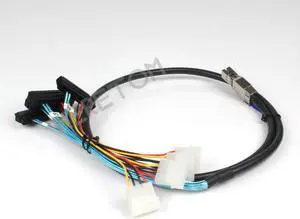 FOR Mini SAS HD (SFF-8644) to 4xSAS 29 Pin Female(SFF-8482) Mini-sas 8644 to 4 8482 With 4 Pin Power Cable 1M /100CM