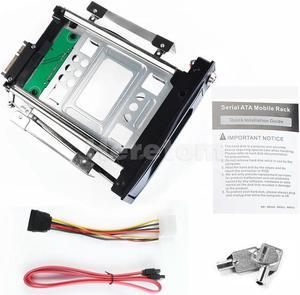 FOR 5.25 Optical Bay Mobile Rack + 2.5 To 3.5 SATA Hard Drive Adapter + CABLE With LOCK & LED