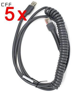 FOR 5x CBA-U12-C09ZAR 9FT Coiled USB Cable for LS2208 LS2200 LS4208