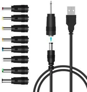 FOR Uni l USB to DC Power Cable with 9 Connectors Adapters for Wand, Router, Moon Lamp, LED Light,Speaker More