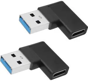 FOR 10Gbps USB A Male to Type C Female Right Angle L-Shaped Connector, for Data Transfer OTG 3A Charging, for PC Laptop ,2Pcs