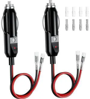 FOR 2 Pack 12V Fused Replacement Male Plug Adapter with Leads & LED Light, 16AWG Extension Cable with 15A Fuse C