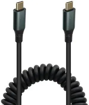 FOR USB C Male to USB C Male Coiled Cable,Type-C 100W Fast Charging 20Gbps Data Transfer 8K HD Projection Spring Cable Compa