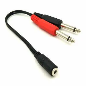 FOR 3.5mm (Mini) 1/8" TRS Stereo Female to 2 Dual 1/4 Inch 6.35mm Mono TS Male Y Splitter Cable 20cm/8inch