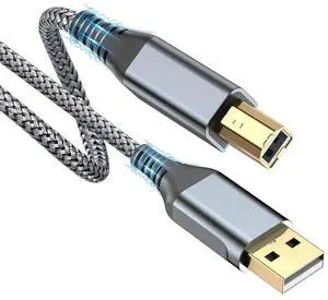 FOR Printer Cable 10ft, USB 2.0 USB-A to USB-B Midi Cable High Speed Nylon Cord for More Printer