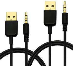 FOR USB A to 3.5mm AUX Cable Adapter,USB 2.0 Male to 3.5mm Jack Data Cable for MP3 MP4 Players,Headphones,Voice Recorder,-3FT -2Pcs