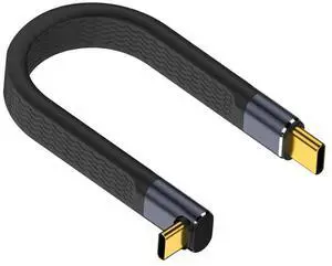 FOR 240W, 40Gbps USB C Cable 5inch, 90 Degree USB C Cable Short Flat FPC USB C Cable 8K PD3.1 USB 4 Cable for 4, Book