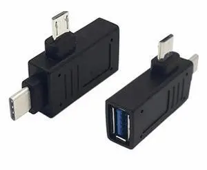 FOR 2-in-1 USB 3.1 Type C Micro USB Male to USB 3.0 Type A Female OTG Adapter,Black