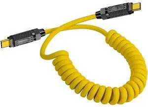 FOR Coiled USB C to USB C Cable 140W, 20Gbps Spring Coiled USB Type C Cable, 8K@60Hz Video Transfer USB C Cord for