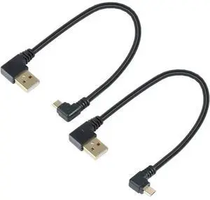 FOR 2Pack Left/Right Angle USB Cable 5.5 Inches for TV Stick Power Bank - 90 Degree USB to Micro USB Cable for TV Stick