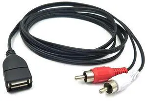 FOR USB to 2RCA Cable,USB 2.0 Female to 2 Dual RCA Male Jack Y Splitter Audio Video AV Composite Adapter Cable - 5 Feet/1.5M