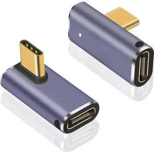 FOR 240W Right Angle USB C Adapter 40G, USB C Adapter 90 Degree USB C Male to Female Extender Support 8K Video with LED Light 2pack