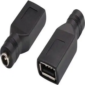 FOR 2pack USB 2.0 A Female to DC 5.5x2.1mm DC Connector Charge Barrel Jack Power Adapter USB 5V Connector DC or USB Charging Device