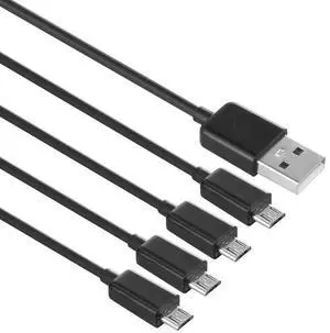FOR Micro USB Charging Cable, 4 in 1 USB 2.0 A Male to 4 Micro USB Male,Micro USB Splitter Cable (Black 0.5M)