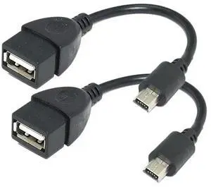 FOR (2 Pack) Mini USB OTG Cable for Cameras - USB A Female to Mini USB B 5 Pin Male Adapter Cable