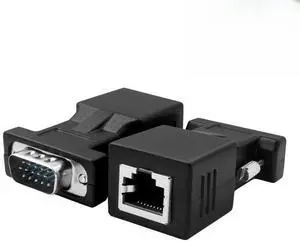 FOR HGA66 Cat5/Cat6/RJ45 VGA Extender Adapter, VGA 15 Pin Male to RJ45 Female Network Cable Connector 2PCS
