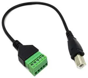 FOR USB 2.0 Type-B Screw Terminal Block Connector, USB 2.0 Type- B Male to 5 Pin/Way Female Bolt Screw Shield terminals Pluggable Ty