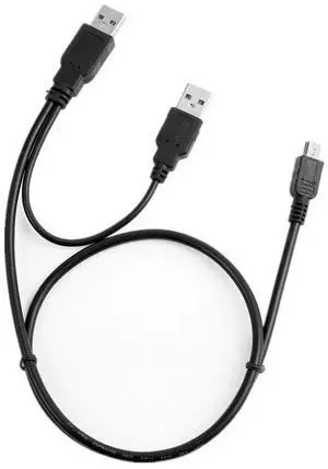 FOR USB male to USB Male mini 5pin +Data SYNC Y Cable Cord Lead For 2.5" Portable Disk