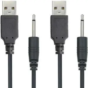 FOR 2PCS /LOT USB to AUDIO DC 2.5mm Charging Cable, Cord for Rechargeable Wand (Black)