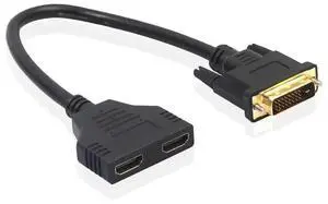 FOR DVI-D 24 + 1 Male to 2 HDMI-compatible Female Adapter Cable Bi-Directional HDMI-compatible Converter
