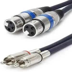 FOR 2 × XLR Female Cable To 2 × RCA Cable, XLR Adapter,XLR Microphone Audio Cable Connector Power Amplifier(1.5m)