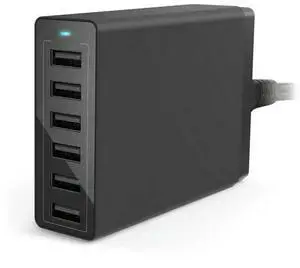 FOR  6 Port USB Wall Fast USB Charging Station for Multiple Devices (Black)