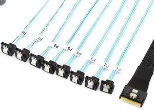FOR PCI- SAS SFF-8654 8I To 8 Ports SATA 90 degree server hard drive Cable