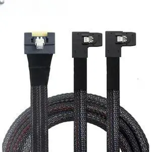 FOR High Performance PCIE Slimline SAS SFF-8654 8i to 2x SAS SFF-8087 Right Angle Cable Bundle with Antikink/Plug Protection FOR High Performance PCIE Slimline SAS SFF-8654 8i to 2x SAS SFF-8087 Right Angle Cable Bundle with Antikink/Plug Protection