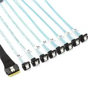 FOR PCI-E SAS SFF-8654 8I to 8 Ports SATA 90 degree server hard drive Adapter cable