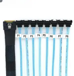 FOR PCIE Slimline SAS SFF-8654 8I Full Cover To High-speed Line 8 Ports SATA 90 Degrees Cable