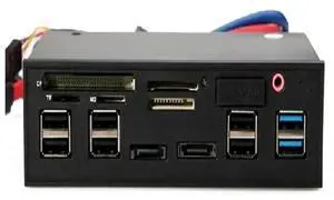 FOR 5.25"PC Media Dashboard Multi-Function Front Panel 2-Port USB 3.0 +6-Port + USB2.0 All In 1 Card Reader + eSATA+ SATA+Auido Port