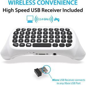 Xbox One Wireless Chatpad Keyboard with 3.5mm Audio Jack for Microsoft Xbox One, Xbox One Slim Controller – 2.4G USB Receiver & Charge Cable included - White