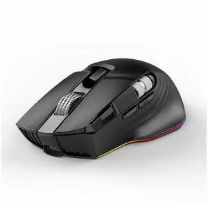 Jicheng Wireless Mouse with USB Receiver, Bluetooth 5.1 and 2.4G Multi-Mode Connection,Built-in 800MA battery,11 Programmable Buttons,Ultra-fast Scrolling, PC-Black