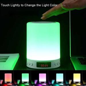Night Lights Bluetooth Speaker, Alarm Clock Bluetooth Speaker Touch Sensor Bedside Lamp Dimmable RGB Multi-Color Changing Bedside Lamp, Audio Player, Wireless Speaker with Lights