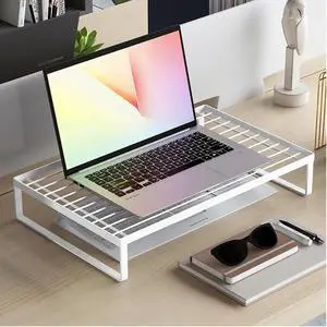 Monitor Stand Riser Laptop Stand Printer Riser Desk Vented Monitor Stand 4.7" Tall Office Supplies - White