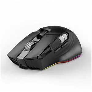 Jicheng Wireless Mouse with USB Receiver, Bluetooth 5.1 and 2.4G Multi-Mode Connection,Built-in 800MA battery,11 Programmable Buttons,Ultra-fast Scrolling, PC-Black