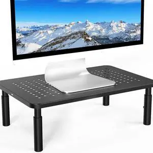 Jicheng Monitor Stand Riser 3 Height Adjustable Desk Riser Organizer w/ Ventilation Holes For Desktop PC Laptop Printer - Black Jicheng Monitor Stand Riser 3 Height Adjustable Desk Riser Organizer w/ Ventilation Holes For Desktop PC Laptop Printer - Black