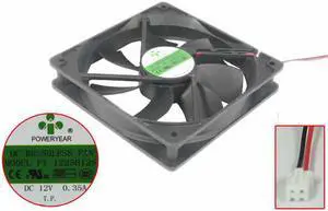 Power PY-1225H12S DC 12V 0.35A 120x120x25mm 2-Wire Server Cooling Fan