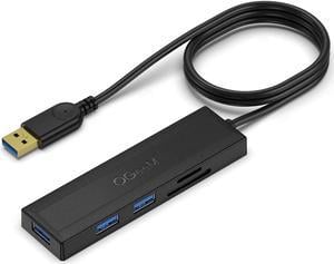 USB 3.0 Hub, QGeeM 5 in 1 USB Hub for Laptop 2.5Ft Extended Cable Hub 5-Port USB 3.0&SD&TF Card Reader Hub Compatible with MacBook Air, MacBook,iMac, Surface Pro, Ultra-Slim Data USB Hub