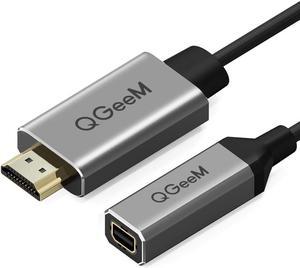 HDMI to Mini DisplayPort,QGeeM 4K x 2K HDMI Male to Mini DP Female Adapter Converter for HDMI Equipped Systems,Compatible with VESA Dual Mode DisplayPort 1.2,HDMI 1.4